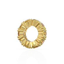 Load image into Gallery viewer, Lemon Quartz 14k Italian Gold Roundel Charm, Yellow Quartz Wheel Charm, Round Charm Holder, Eternity Round Stone November Birthstone Band