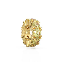 Load image into Gallery viewer, Lemon Quartz 14k Italian Gold Roundel Charm, Yellow Quartz Wheel Charm, Round Charm Holder, Eternity Round Stone November Birthstone Band