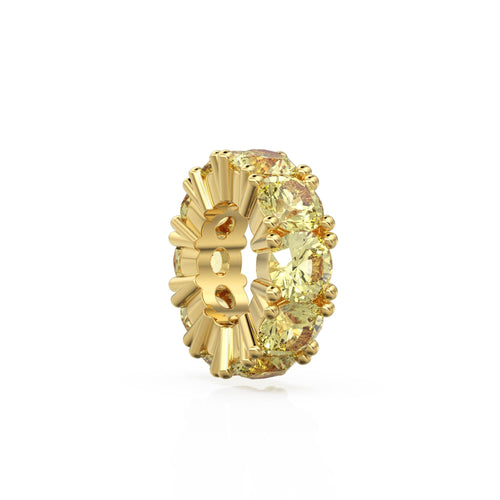 Lemon Quartz 14k Italian Gold Roundel Charm, Yellow Quartz Wheel Charm, Round Charm Holder, Eternity Round Stone November Birthstone Band