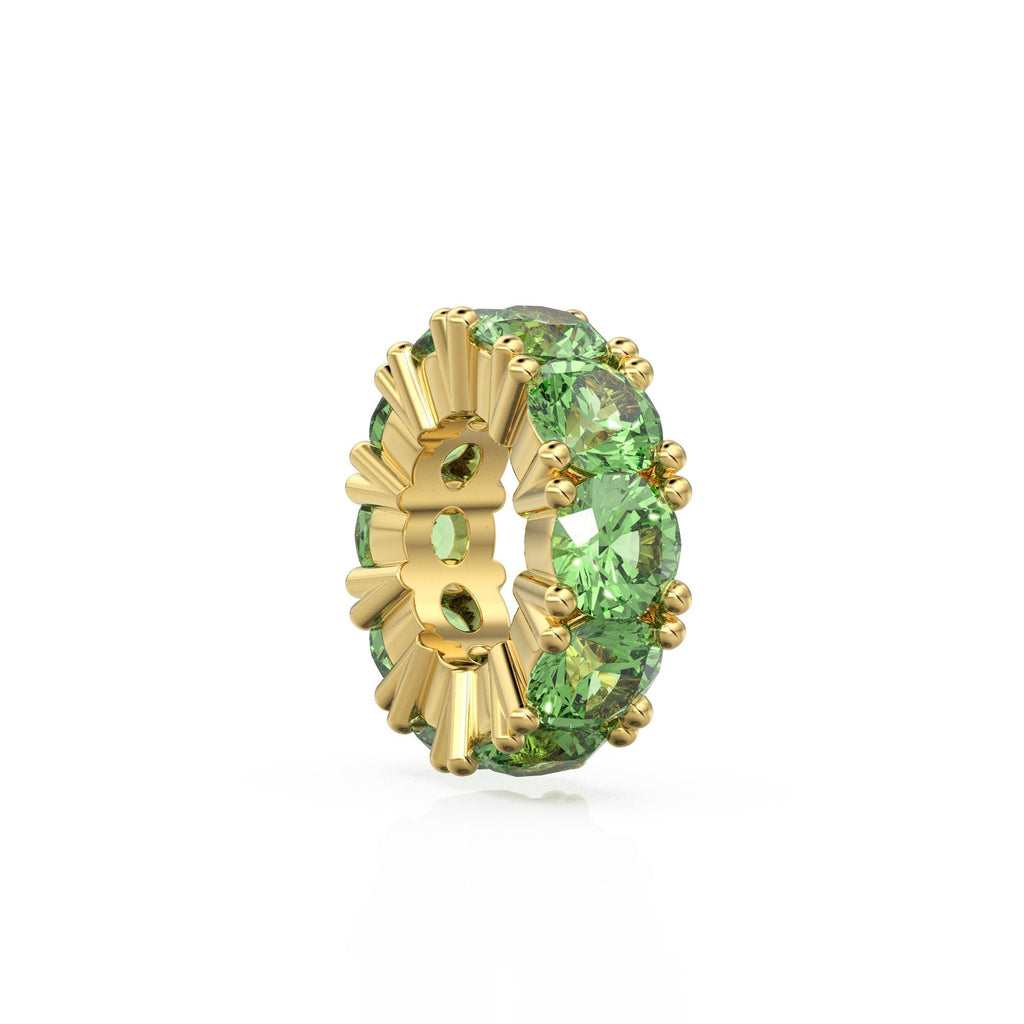 Peridot 14k Italian Gold Roundel Charm, Green Olivine Wheel Charm, Round Charm Holder, Eternity Round Stone August Birthstone Band Connector