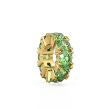 Load image into Gallery viewer, Peridot 14k Italian Gold Roundel Charm, Green Olivine Wheel Charm, Round Charm Holder, Eternity Round Stone August Birthstone Band Connector