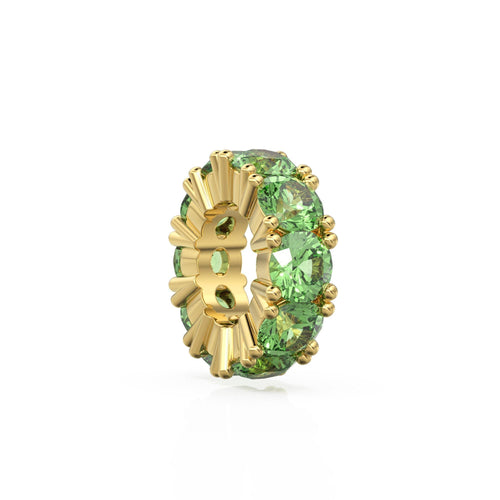 Peridot 14k Italian Gold Roundel Charm, Green Olivine Wheel Charm, Round Charm Holder, Eternity Round Stone August Birthstone Band Connector