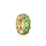 Peridot 14k Italian Gold Roundel Charm, Green Olivine Wheel Charm, Round Charm Holder, Eternity Round Stone August Birthstone Band Connector