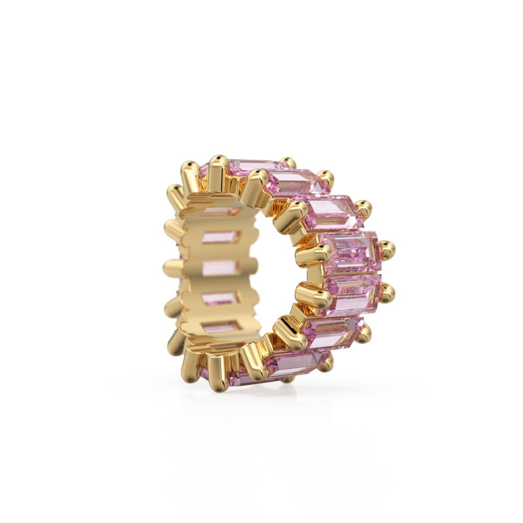 Pink Tourmaline 14k Baguette Tiara Gold Bead / Tourmaline European Bead / Tourmaline Rondelle Bead / Solid Gold Tourmaline Enhancer Spacer