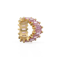 Load image into Gallery viewer, Pink Tourmaline 14k Baguette Tiara Gold Bead / Tourmaline European Bead / Tourmaline Rondelle Bead / Solid Gold Tourmaline Enhancer Spacer