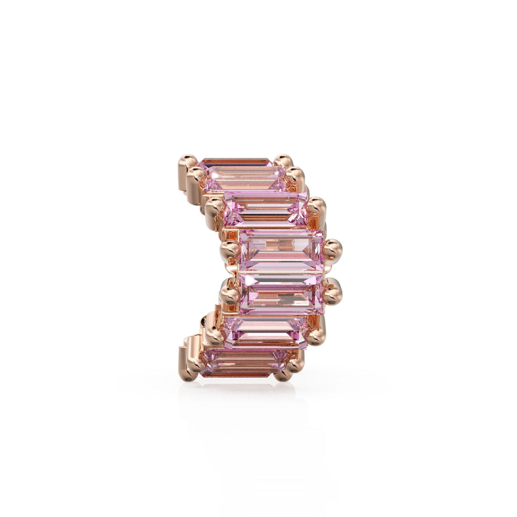 Pink Tourmaline 14k Baguette Tiara Gold Bead / Tourmaline European Bead / Tourmaline Rondelle Bead / Solid Gold Tourmaline Enhancer Spacer