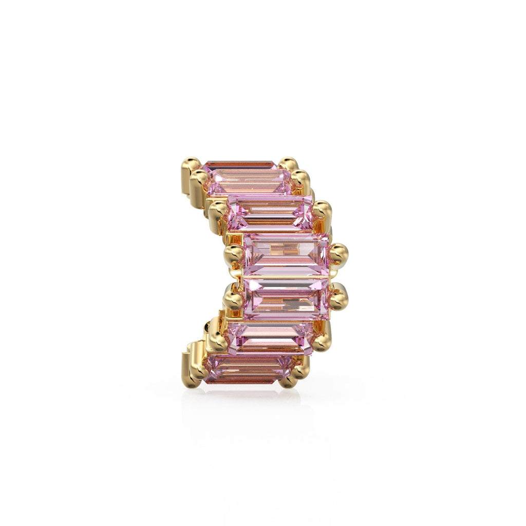 Pink Tourmaline 14k Baguette Tiara Gold Bead / Tourmaline European Bead / Tourmaline Rondelle Bead / Solid Gold Tourmaline Enhancer Spacer