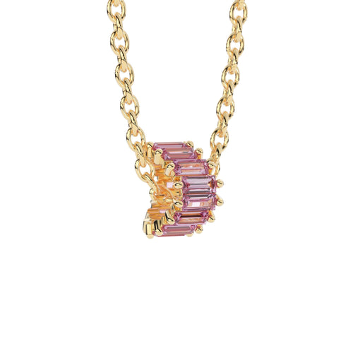 Pink Tourmaline 14k Baguette Tiara Gold Bead / Tourmaline European Bead / Tourmaline Rondelle Bead / Solid Gold Tourmaline Enhancer Spacer