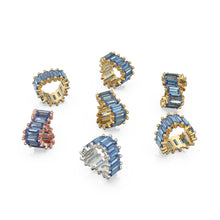 Load image into Gallery viewer, Blue Sapphire 14k Baguette Tiara Gold Bead / Sapphire European Bead / Sapphire Rondelle Bead / Solid Gold Sapphire Enhancer Spacer