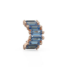 Load image into Gallery viewer, Blue Sapphire 14k Baguette Tiara Gold Bead / Sapphire European Bead / Sapphire Rondelle Bead / Solid Gold Sapphire Enhancer Spacer