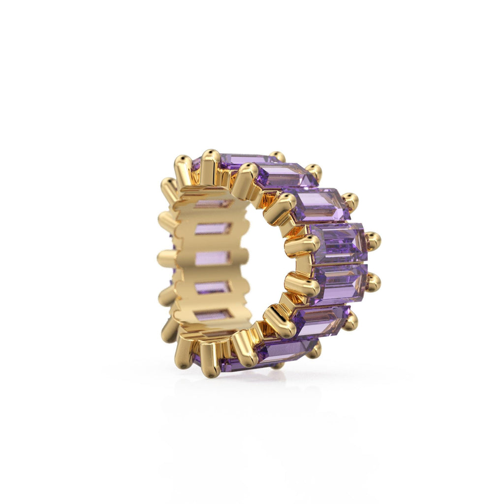 Purple Amethyst 14k Baguette Tiara Gold Bead / Amethyst European Bead / Amethyst Rondelle Bead / Solid Gold Amethyst Enhancer Spacer