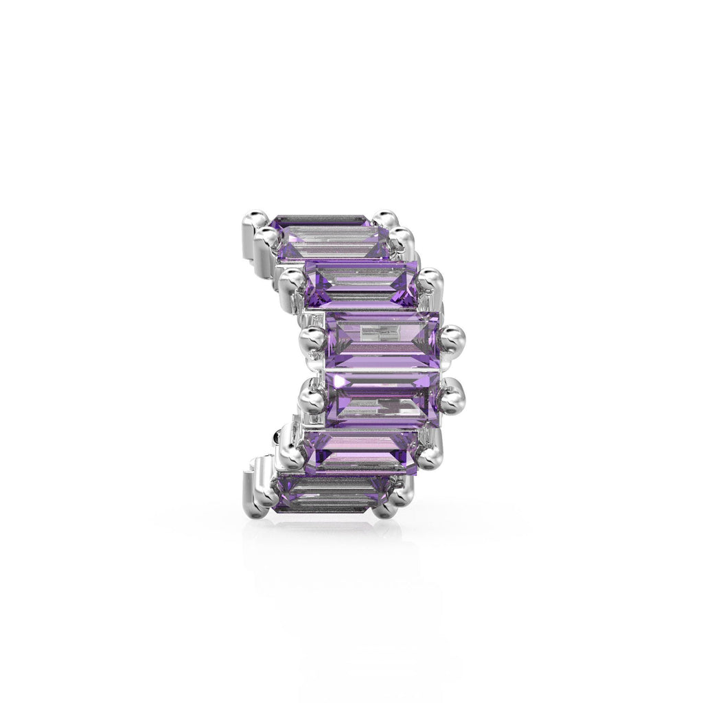Purple Amethyst 14k Baguette Tiara Gold Bead / Amethyst European Bead / Amethyst Rondelle Bead / Solid Gold Amethyst Enhancer Spacer