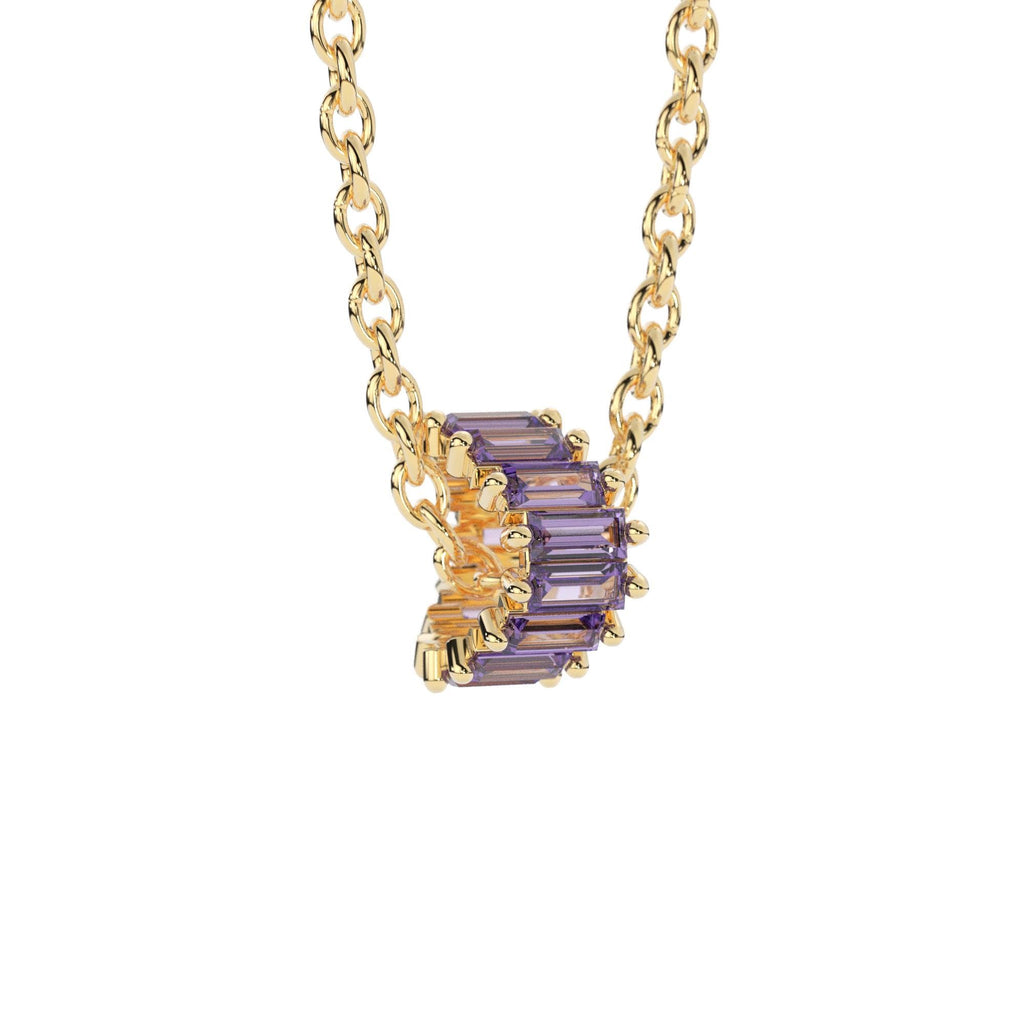 Purple Amethyst 14k Baguette Tiara Gold Bead / Amethyst European Bead / Amethyst Rondelle Bead / Solid Gold Amethyst Enhancer Spacer