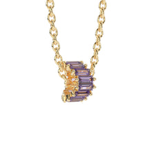 Load image into Gallery viewer, Purple Amethyst 14k Baguette Tiara Gold Bead / Amethyst European Bead / Amethyst Rondelle Bead / Solid Gold Amethyst Enhancer Spacer
