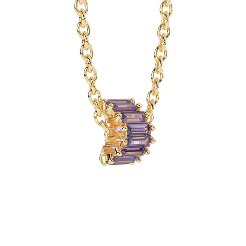 Purple Amethyst 14k Baguette Tiara Gold Bead / Amethyst European Bead / Amethyst Rondelle Bead / Solid Gold Amethyst Enhancer Spacer