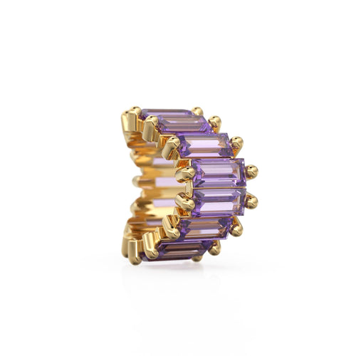Purple Amethyst 14k Baguette Tiara Gold Bead / Amethyst European Bead / Amethyst Rondelle Bead / Solid Gold Amethyst Enhancer Spacer
