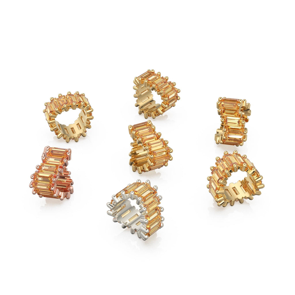 Yellow Citrine 14k Baguette Tiara Gold Bead / Citrine European Bead / Citrine Rondelle Bead / Solid Gold Citrine Enhancer Spacer