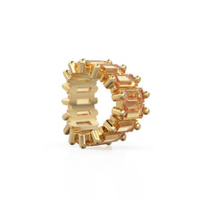 Load image into Gallery viewer, Yellow Citrine 14k Baguette Tiara Gold Bead / Citrine European Bead / Citrine Rondelle Bead / Solid Gold Citrine Enhancer Spacer