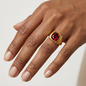 Gorgeous Certified Heated Ruby 6 Ct Vivid Red Ruby 18K Solid Yellow Gold Bezel Ring Trending Pinky Signet Natural Gemstone