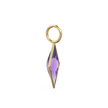 Load image into Gallery viewer, African Amethyst Kite 18k Yellow Solid Gold Charm / February Birthstone Pendant Bezel Jewelry Finding / Natural Purple Gemstone Amulet