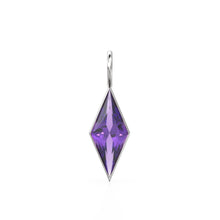 Load image into Gallery viewer, African Amethyst Kite 18k Yellow Solid Gold Charm / February Birthstone Pendant Bezel Jewelry Finding / Natural Purple Gemstone Amulet
