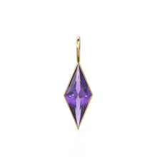 Load image into Gallery viewer, African Amethyst Kite 18k Yellow Solid Gold Charm / February Birthstone Pendant Bezel Jewelry Finding / Natural Purple Gemstone Amulet