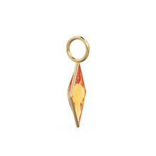 Load image into Gallery viewer, Mandarin Citrine Kite 18k Yellow Solid Gold Charm / November Birthstone Pendant Bezel Jewelry Finding / Natural Golden Gemstone Amulet