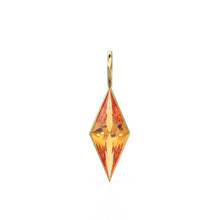 Load image into Gallery viewer, Mandarin Citrine Kite 18k Yellow Solid Gold Charm / November Birthstone Pendant Bezel Jewelry Finding / Natural Golden Gemstone Amulet