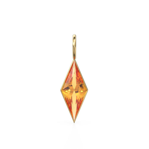 Mandarin Citrine Kite 18k Yellow Solid Gold Charm / November Birthstone Pendant Bezel Jewelry Finding / Natural Golden Gemstone Amulet