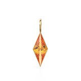 Mandarin Citrine Kite 18k Yellow Solid Gold Charm / November Birthstone Pendant Bezel Jewelry Finding / Natural Golden Gemstone Amulet