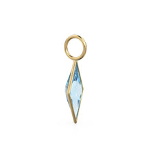 Load image into Gallery viewer, Aquamarine Kite 18k Yellow Solid Gold Charm / March Birthstone Pendant Bezel Jewelry Finding / Natural Blue Gemstone Amulet