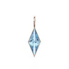Load image into Gallery viewer, Aquamarine Kite 18k Yellow Solid Gold Charm / March Birthstone Pendant Bezel Jewelry Finding / Natural Blue Gemstone Amulet
