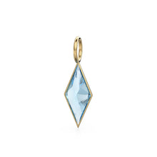 Load image into Gallery viewer, Aquamarine Kite 18k Yellow Solid Gold Charm / March Birthstone Pendant Bezel Jewelry Finding / Natural Blue Gemstone Amulet