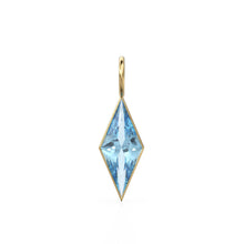 Load image into Gallery viewer, Aquamarine Kite 18k Yellow Solid Gold Charm / March Birthstone Pendant Bezel Jewelry Finding / Natural Blue Gemstone Amulet