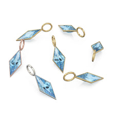 Load image into Gallery viewer, Aquamarine Kite 18k Yellow Solid Gold Charm / March Birthstone Pendant Bezel Jewelry Finding / Natural Blue Gemstone Amulet