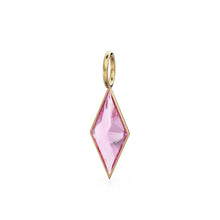 Load image into Gallery viewer, Tourmaline Kite 18k Yellow Solid Gold Charm / February Birthstone Pendant Bezel Jewelry Finding / Natural Pink Gemstone Amulet