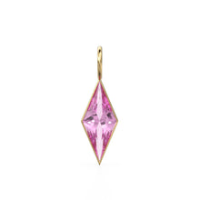 Load image into Gallery viewer, Tourmaline Kite 18k Yellow Solid Gold Charm / February Birthstone Pendant Bezel Jewelry Finding / Natural Pink Gemstone Amulet