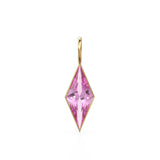Tourmaline Kite 18k Yellow Solid Gold Charm / February Birthstone Pendant Bezel Jewelry Finding / Natural Pink Gemstone Amulet