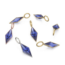 Load image into Gallery viewer, AAA Tanzanite Kite 18k Yellow Solid Gold Charm / February Birthstone Pendant Bezel Jewelry Finding / Natural Blue Gemstone Amulet