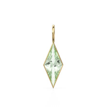 Load image into Gallery viewer, Green Amethyst Kite 18k Yellow Solid Gold Charm / February Birthstone Pendant Bezel Jewelry Finding / Natural Prasiolite Gemstone Amulet