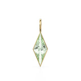 Green Amethyst Kite 18k Yellow Solid Gold Charm / February Birthstone Pendant Bezel Jewelry Finding / Natural Prasiolite Gemstone Amulet
