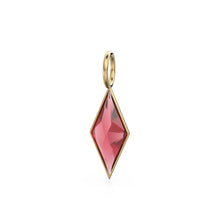 Load image into Gallery viewer, Pyrope Garnet Kite 18k Yellow Solid Gold Charm / January Birthstone Pendant Bezel Jewelry Finding / Natural Red Gemstone Amulet