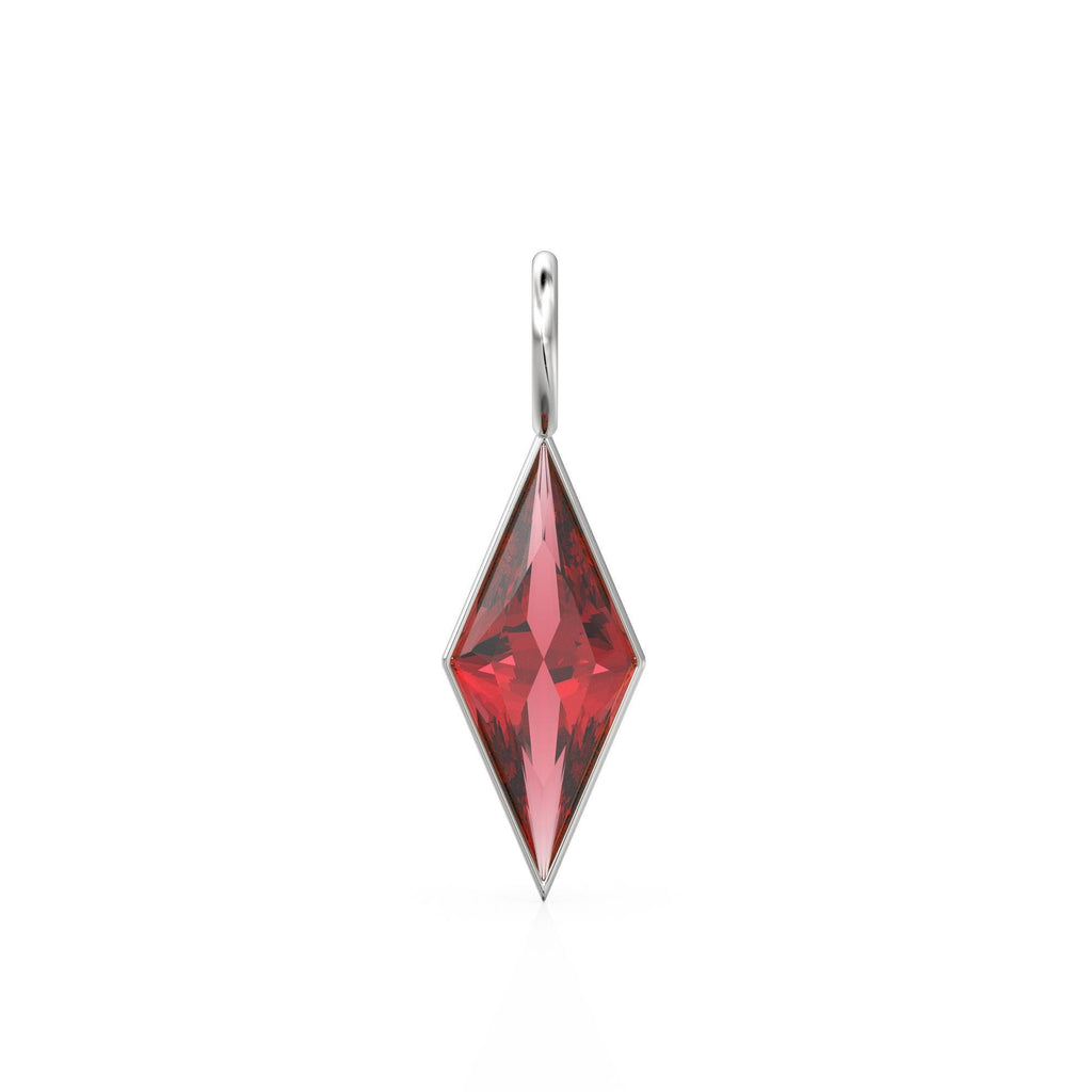 Pyrope Garnet Kite 18k Yellow Solid Gold Charm / January Birthstone Pendant Bezel Jewelry Finding / Natural Red Gemstone Amulet