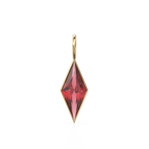 Pyrope Garnet Kite 18k Yellow Solid Gold Charm / January Birthstone Pendant Bezel Jewelry Finding / Natural Red Gemstone Amulet