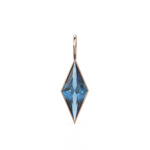 Load image into Gallery viewer, London Blue Topaz Kite 18k Yellow Solid Gold Charm / November Birthstone Pendant Bezel Jewelry Finding / Natural Blue Gemstone Amulet