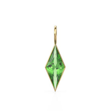 Load image into Gallery viewer, Green Peridot Kite 18k Yellow Solid Gold Charm / August Birthstone Pendant Bezel Jewelry Finding / Natural Olivine Gemstone Amulet