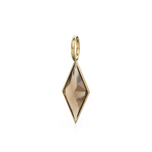 Load image into Gallery viewer, Smoky Quartz Kite 18k Yellow Solid Gold Charm / November Birthstone Pendant Bezel Jewelry Finding / Brown Gemstone / Diamond Cut Amulet