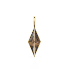 Load image into Gallery viewer, Smoky Quartz Kite 18k Yellow Solid Gold Charm / November Birthstone Pendant Bezel Jewelry Finding / Brown Gemstone / Diamond Cut Amulet