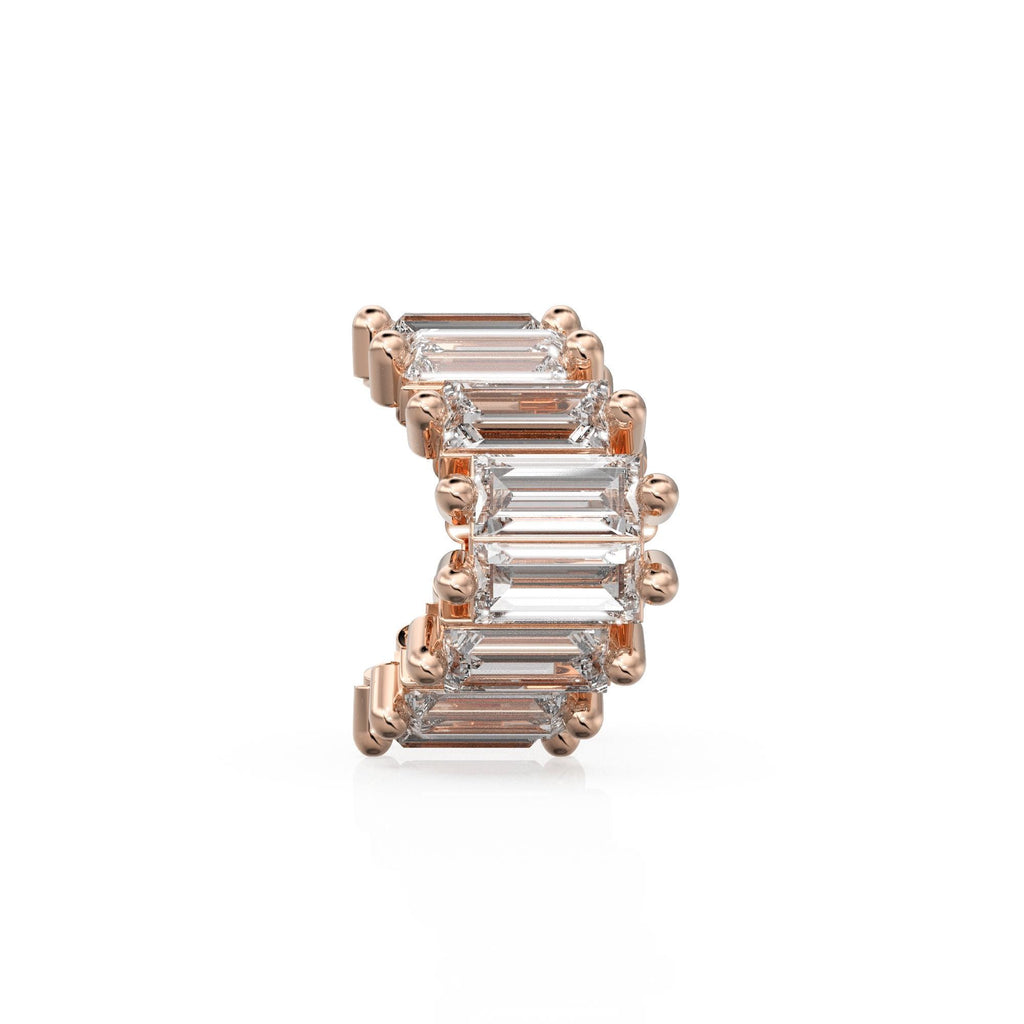 Natural Diamond 14k Baguette Tiara Gold Bead / Diamond European Bead / Diamond Rondelle Bead / Solid Gold Diamond Enhancer Spacer