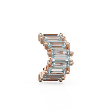Load image into Gallery viewer, Blue Aquamarine 14k Baguette Tiara Gold Bead / Aquamarine European Bead / Aquamarine Rondelle Bead / Solid Gold Aquamarine Enhancer Spacer